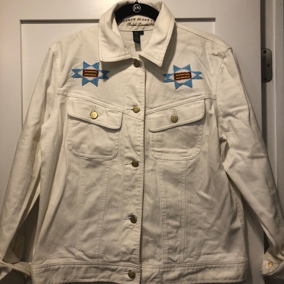 Ralph Lauren White Denim Jacket with Beaded Detail - Picture 5 of 6